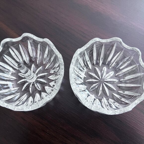 Vintage 2pc Lead Crystal Ring Holder Covered Trinket Dish Jewelry Box with Lid - Picture 2 of 5